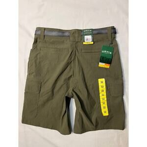NWT Orvis Cargo Short Mens 32 Stretch Zip Pockets Belt Olive Night